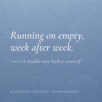 A square blue textured background with white text reading, &