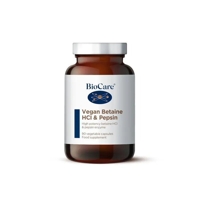Biocare Vegan Betaine HCL &amp; Pepsin 90 Capsules