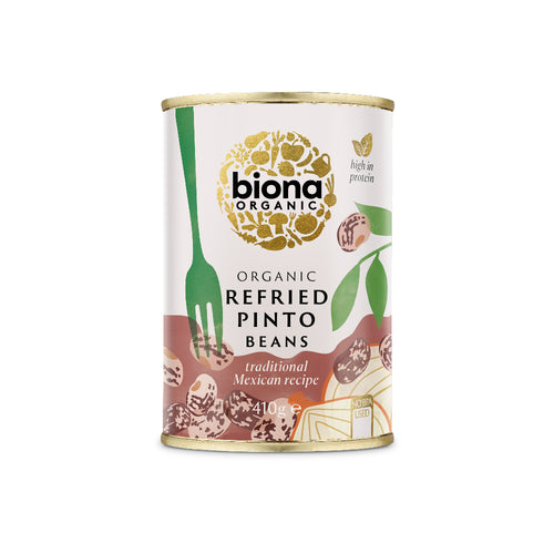can of Biona Organic Refried Pinto Beans