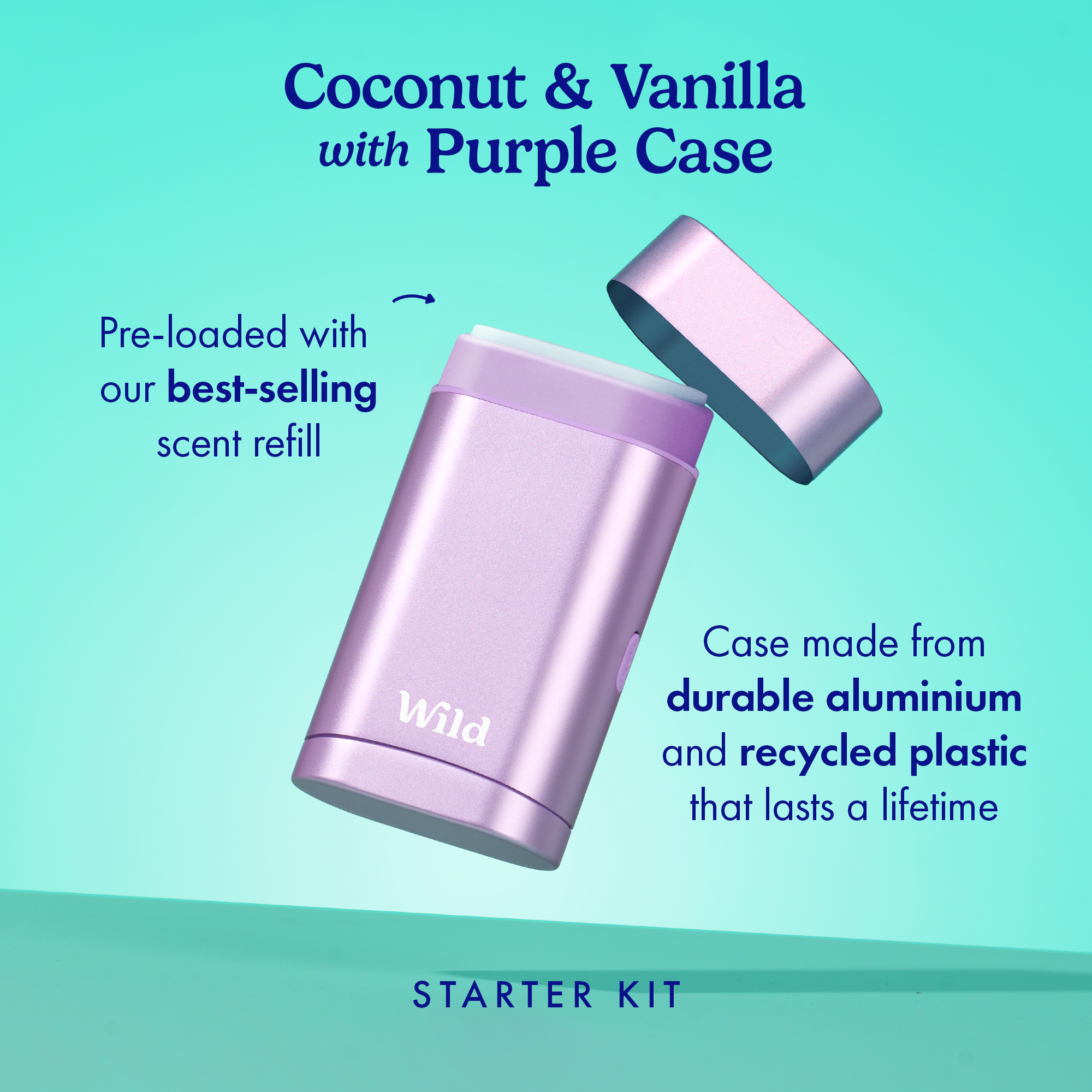 Wild Natural Deodorant Coconut &amp; Vanilla Refillable Deodorant Starter Pack