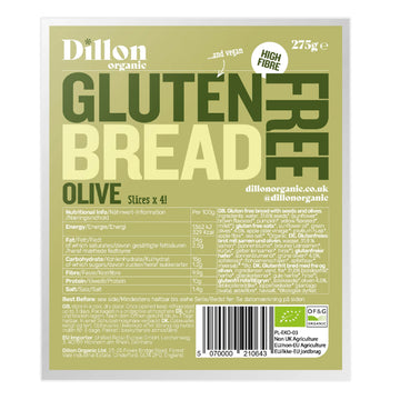 Dillon Organic Sliced Gluten Free Olive Bread