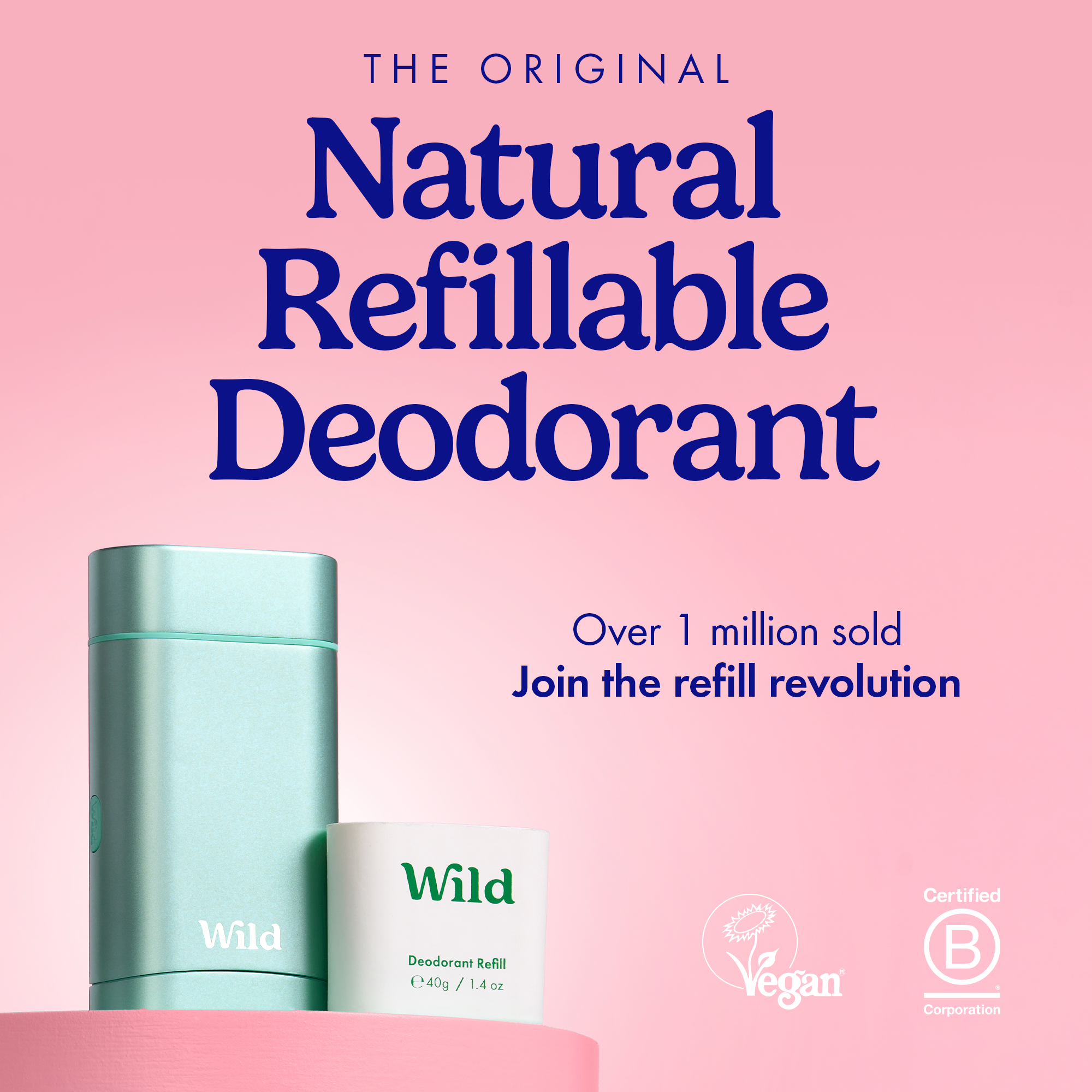 Wild Natural Deodorant Fresh Cotton &amp; Sea Salt Refillable Deodorant Starter Pack