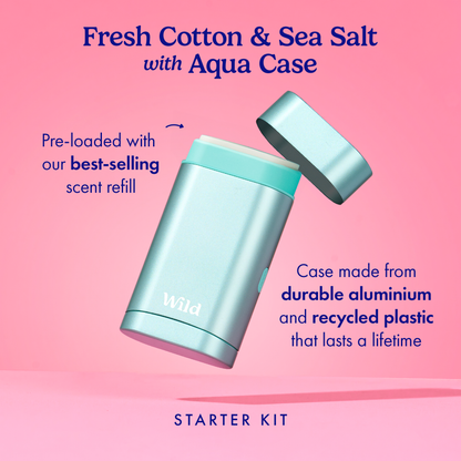 Wild Natural Deodorant Fresh Cotton &amp; Sea Salt Refillable Deodorant Starter Pack