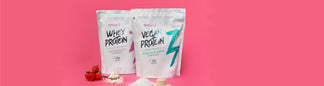 FemFuelz protein pouches on pink background