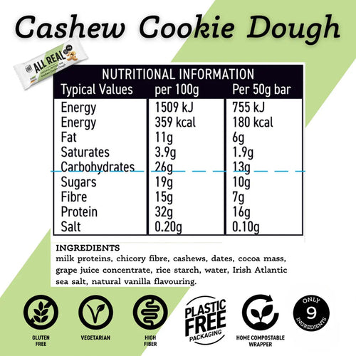 All Real Nutrition Cashew Cookie Protein Bar 