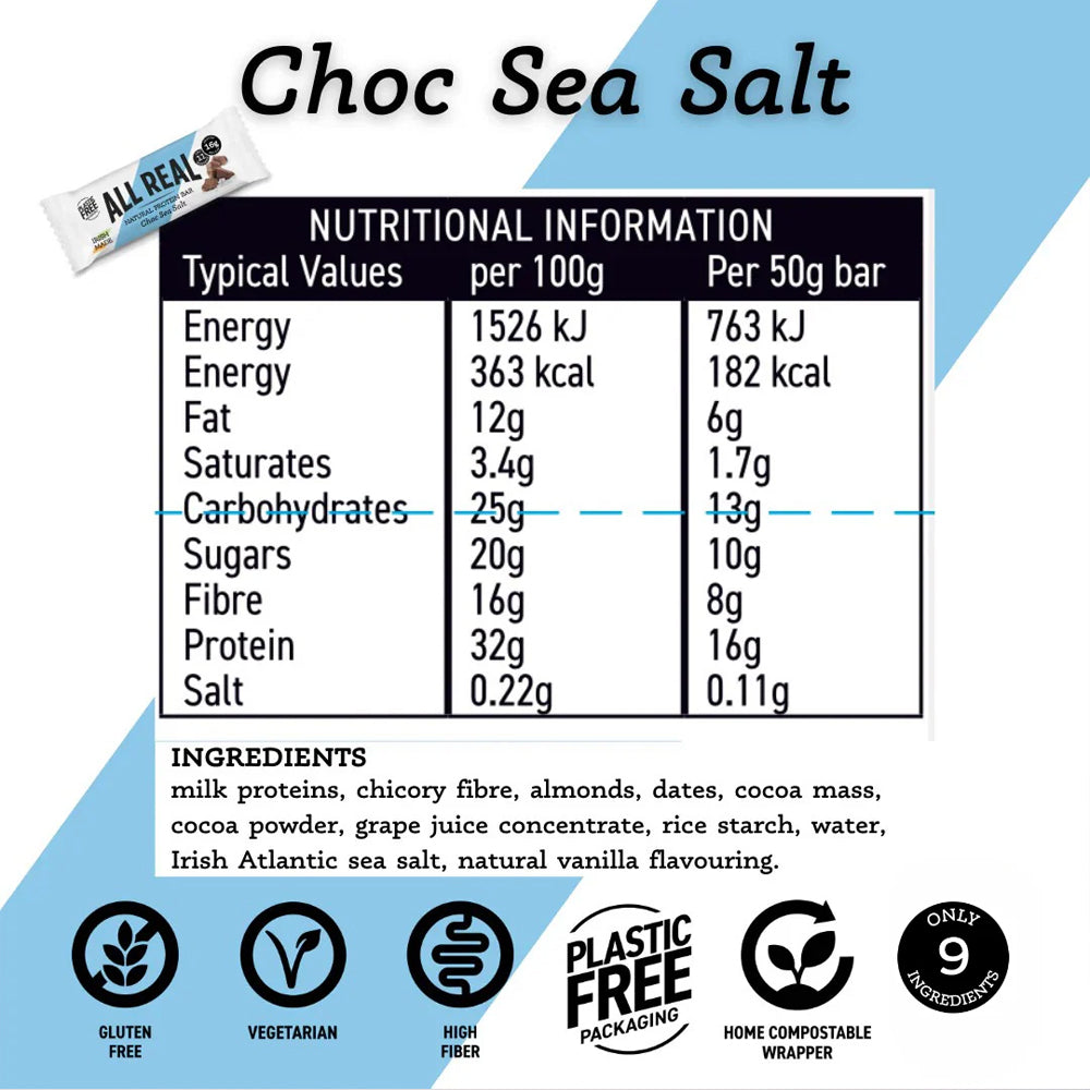 All Real Nutrition Choc Sea Salt Protein Bar 