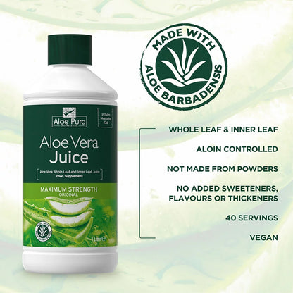 Aloe Pura Aloe Vera Juice bottle and information