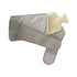 A gray plush hot water bottle cover holding a beige hot water bottle, shown on a plain white background.