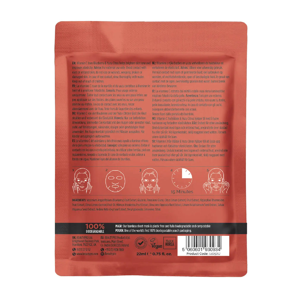 BeautyPro Brightening Collagen Sheet Mask with Vitamin C - 1 Mask