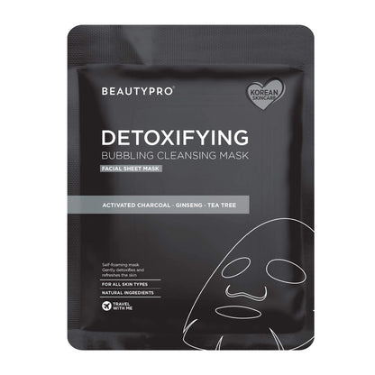 Detoxifying bubbling cleansing mask packaging with BeautyPro branding on a white background