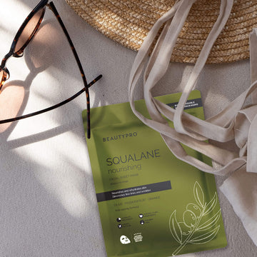 BeautyPro Squalane Nourishing Facial Sheet Mask with sunglasses