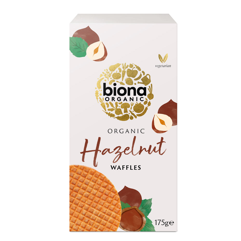 box of Biona Organic Hazelnut Syrup Waffles