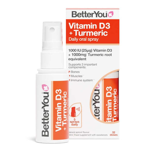 BetterYou Vitamin D3 + Turmeric Daily Oral Spray bottle