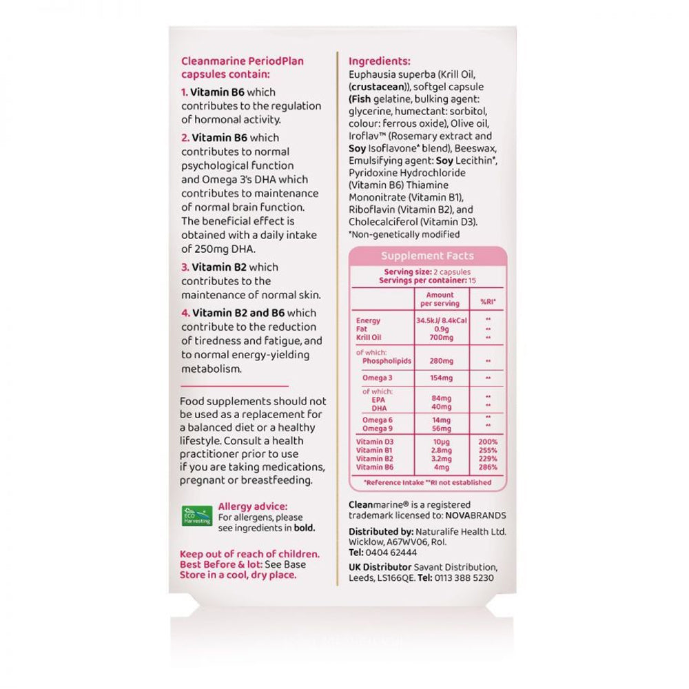 back packaging of Cleanmarine PeriodPlan