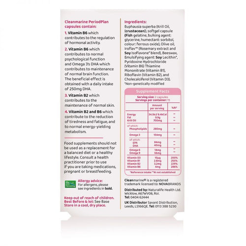 back packaging of Cleanmarine PeriodPlan