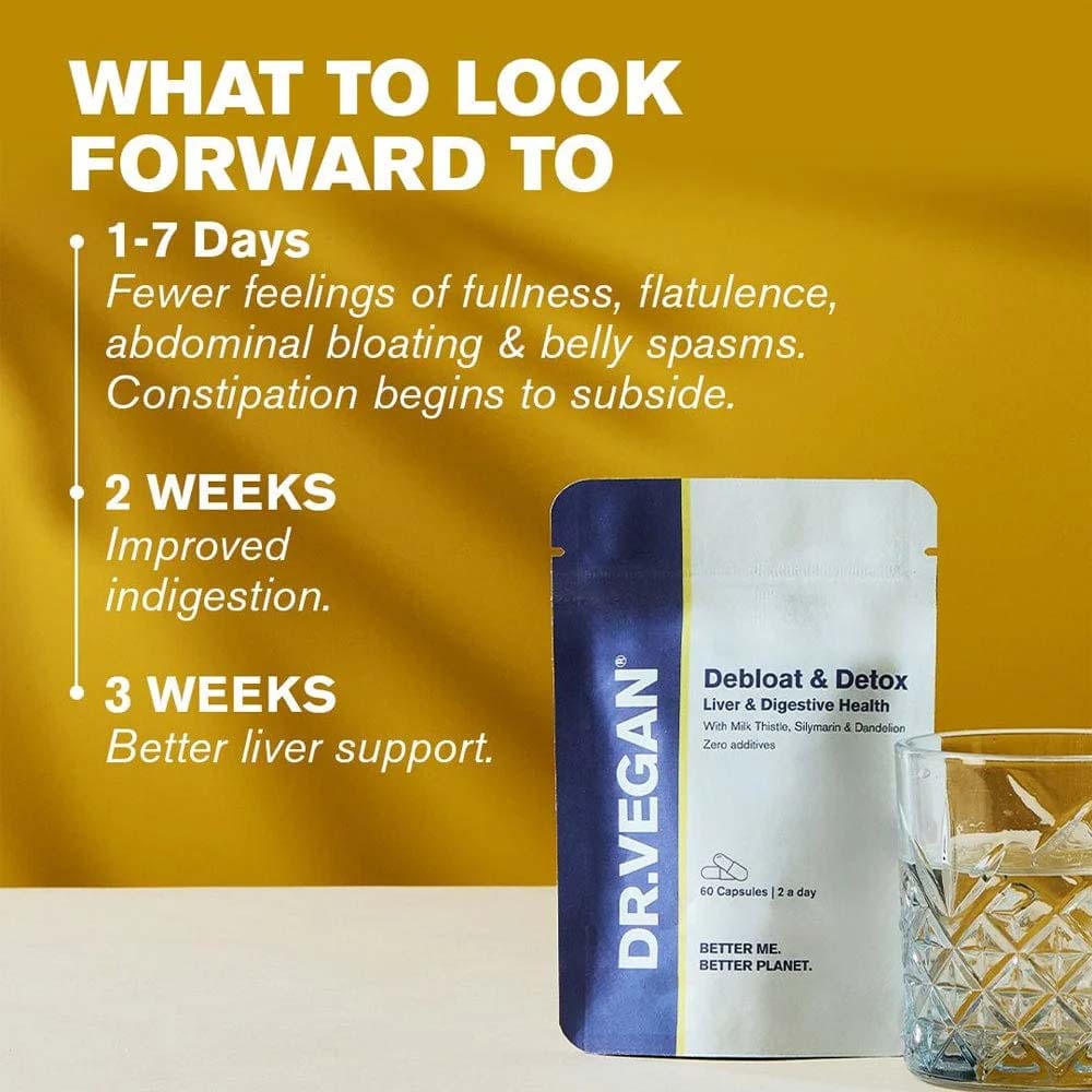 Dr. Vegan Debloat &amp; Detox supplement packaging