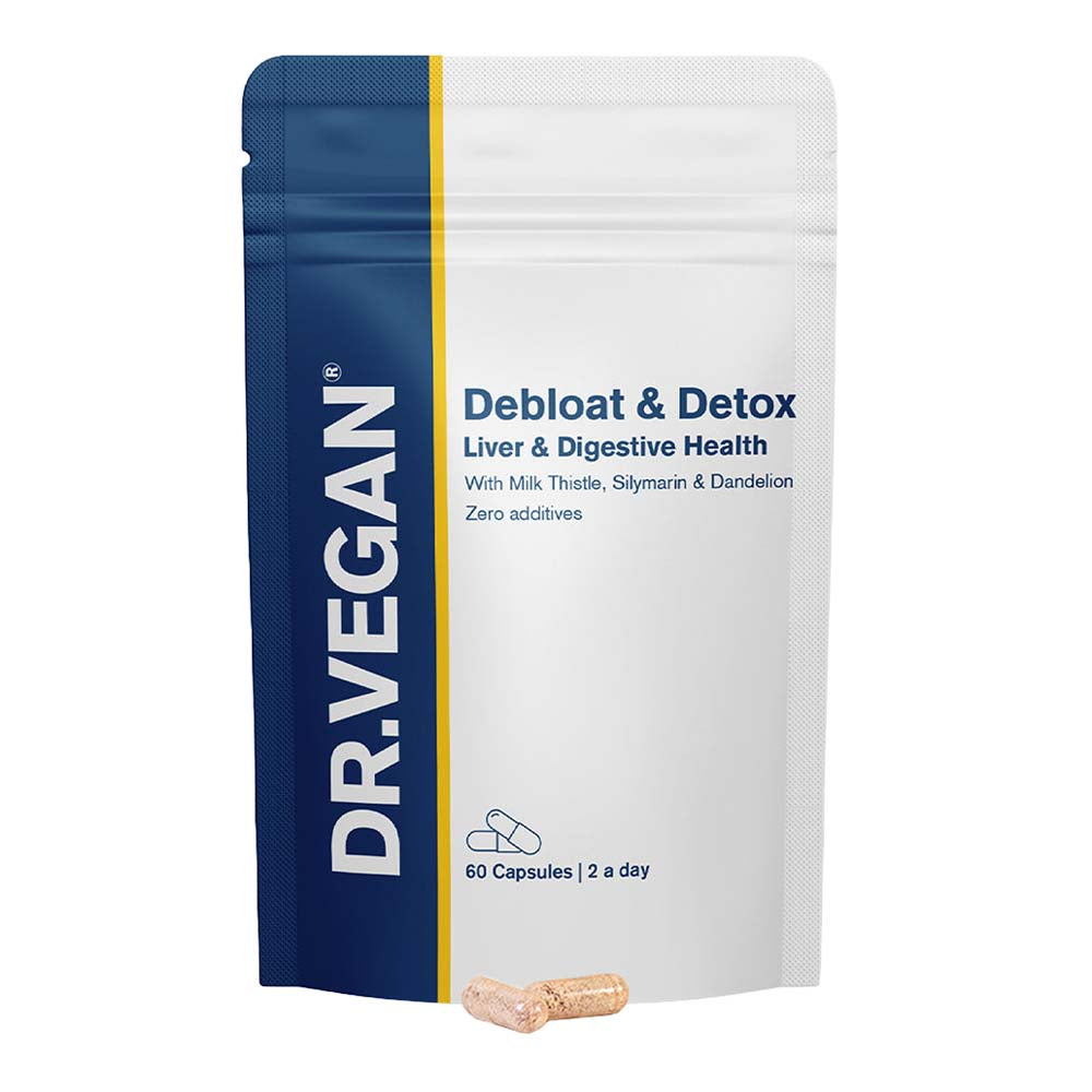 A pouch of Dr. Vegan Debloat &amp; Detox capsules