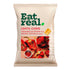 A bag of Eat real Lentil Chips, Chargrilled Pepper and Smoked Paprika flavour, on a plain white background.