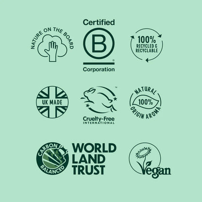 A graphic featuring nine certification and brand logos.