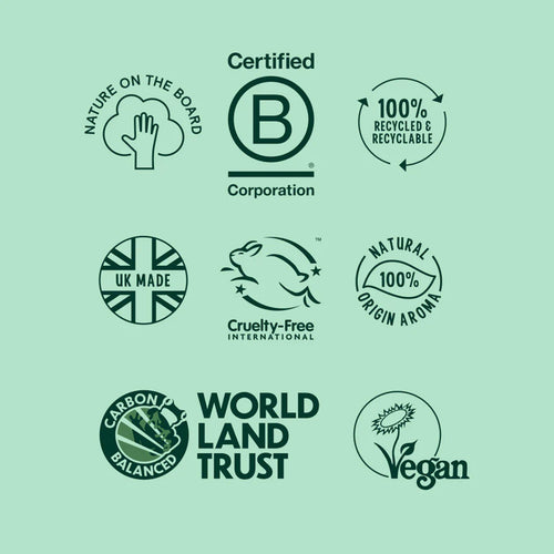 A graphic featuring nine certification and brand logos.