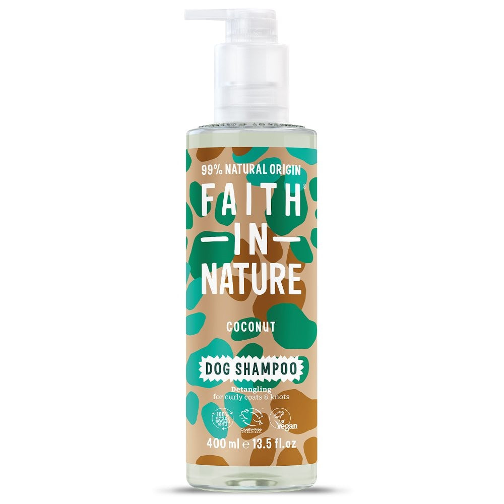 bottle of Faith in Nature Detangling Coconut Dog Shampoo