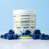 A white tub of Flexi Nutrition Hydrate+ supplement in ice blue raz flavour.