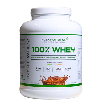 tub of Flexi Nutrition Chocolate Peanut Butter 100% Whey Protein