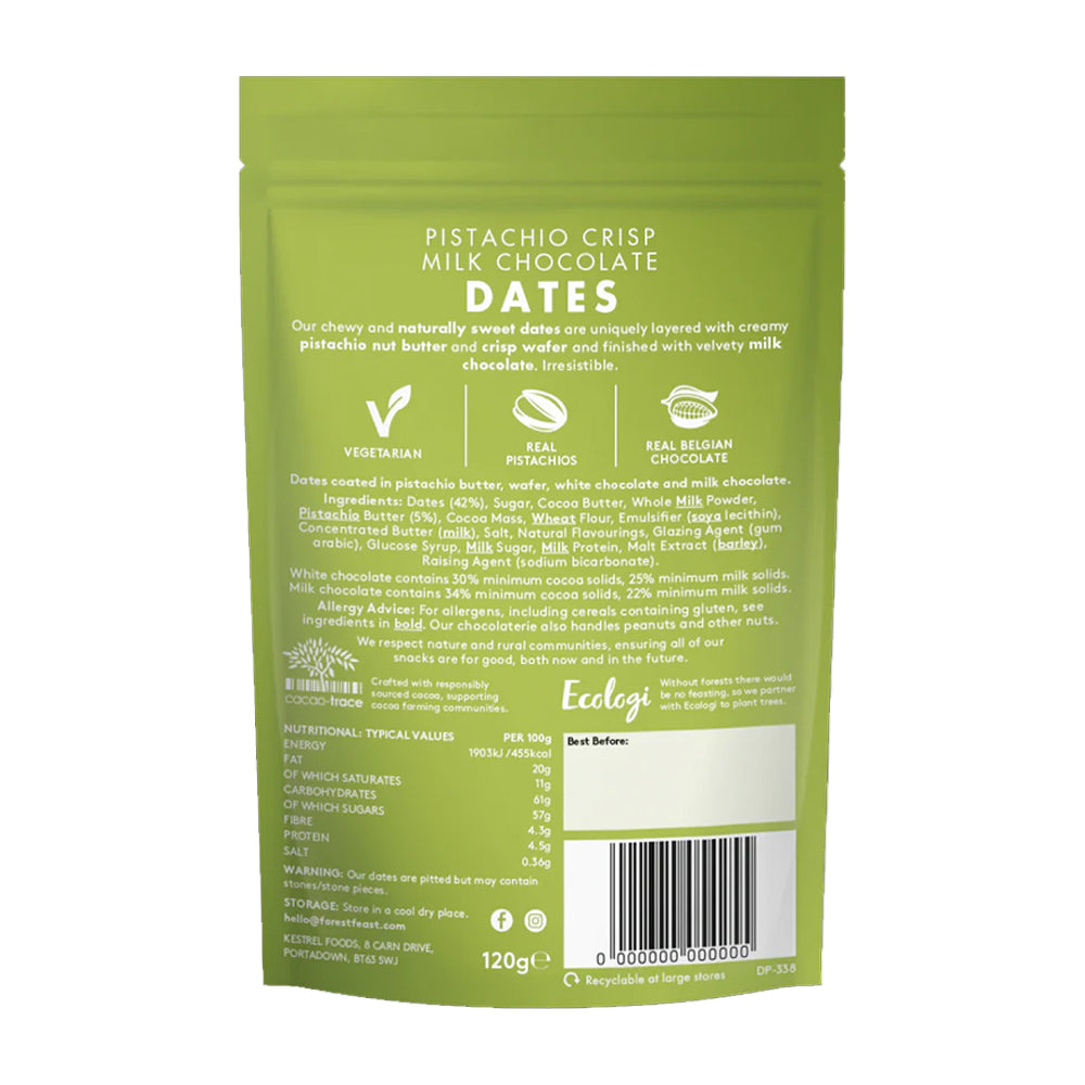 Forest Feast Pistachio Crisp Milk Chocolate Dates