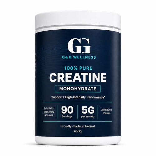 A tub of G&G Wellness Creatine Monohydrate powder