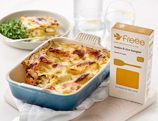 Lasagne in dish with Doves Gluten Free Lasagne sheets