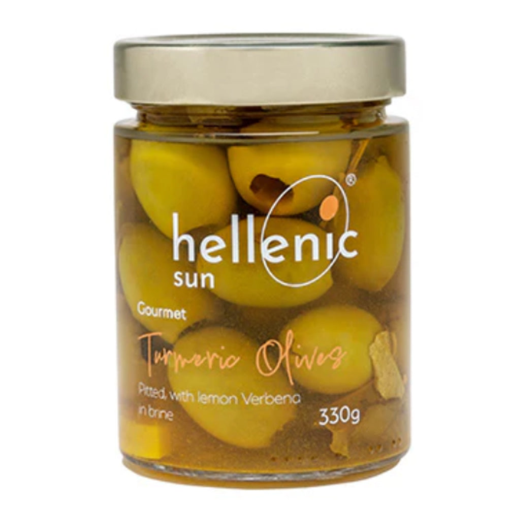 Hellenic Sun Turmeric Olives with Lemon Verbena