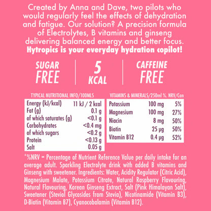 Nutritional label for a product on a pink background
