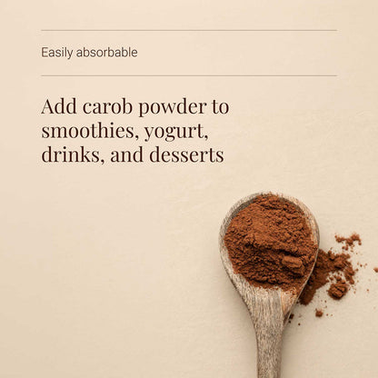 A beige promotional graphic with text reading &