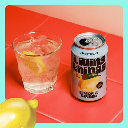 Living Things Lemon &amp; Ginger All Natural Soda Multipack