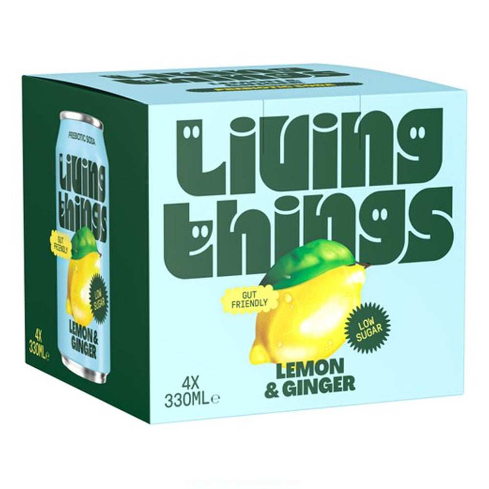 Living Things Lemon &amp; Ginger All Natural Soda Multipack