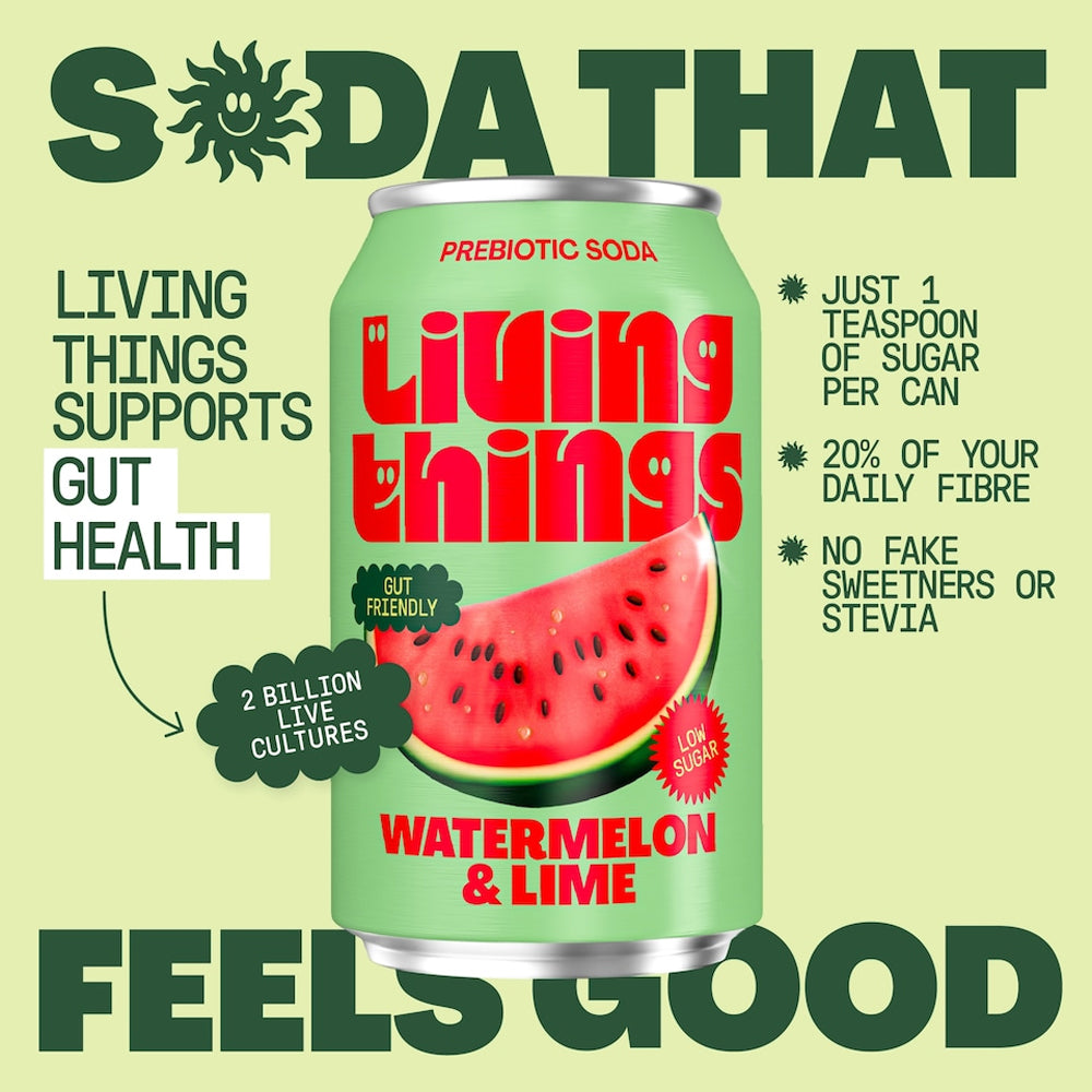 Living Things Watermelon &amp; Lime All Natural Soda Multipack