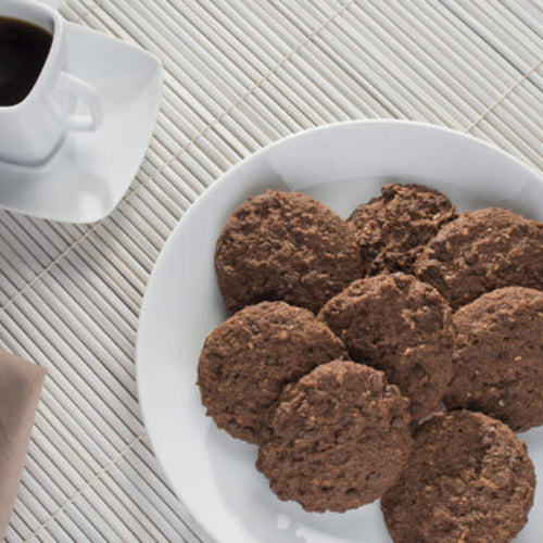 plate of Lovemore Gluten-Free Double Chocolate Chip Cookies