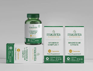 Selection of Macanta products on a grey background