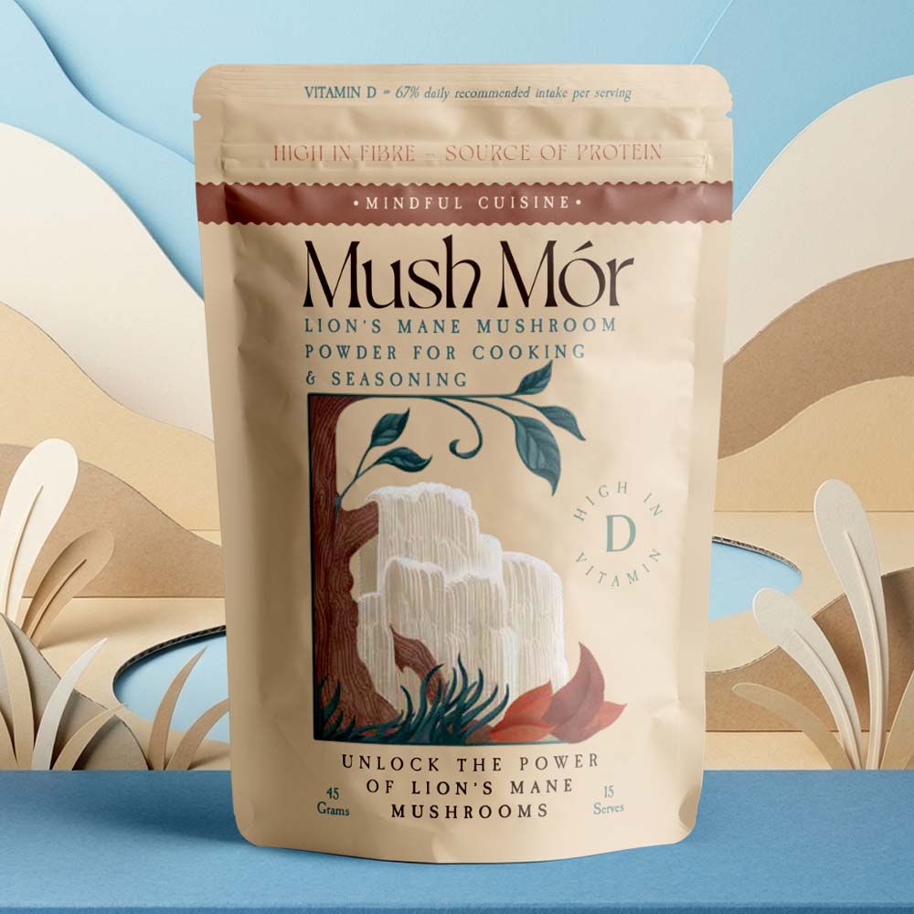 A stand-up pouch of Mush Mór Lion&