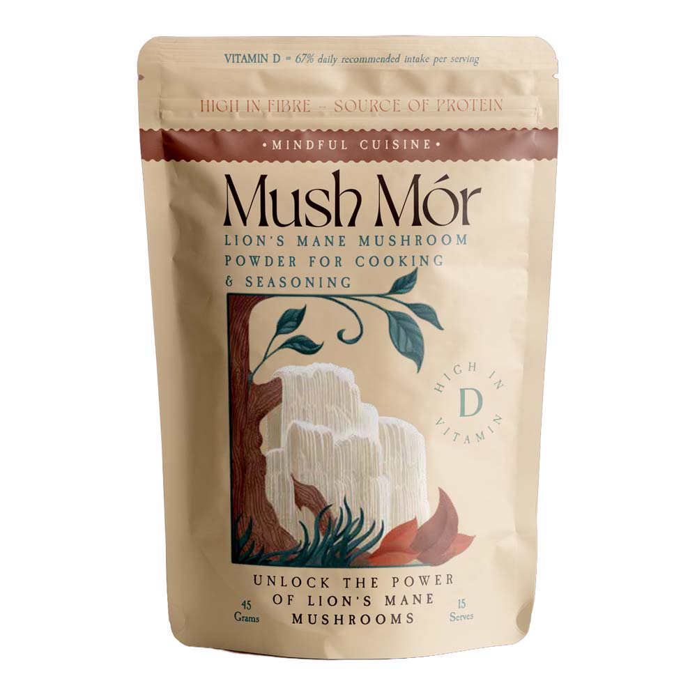 A stand-up pouch of Mush Mór Lion&