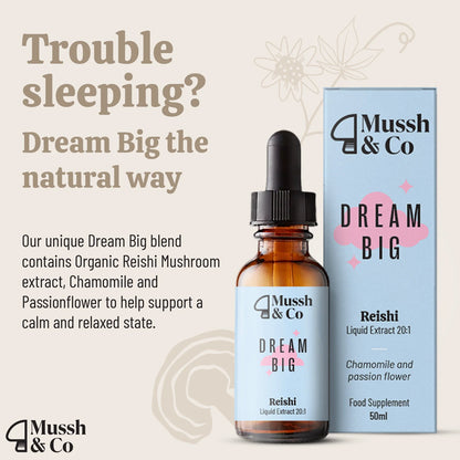 Mussh &amp; Co Dream Big supplement bottle and packaging on a light background
