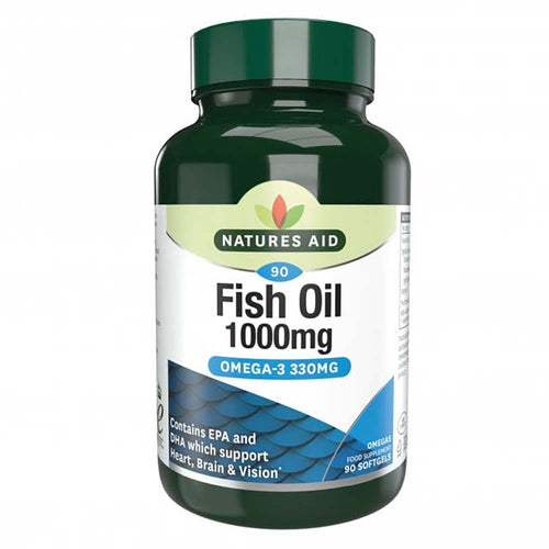 Natures Aid Fish Oil 1000mg supplement bottle on a white background