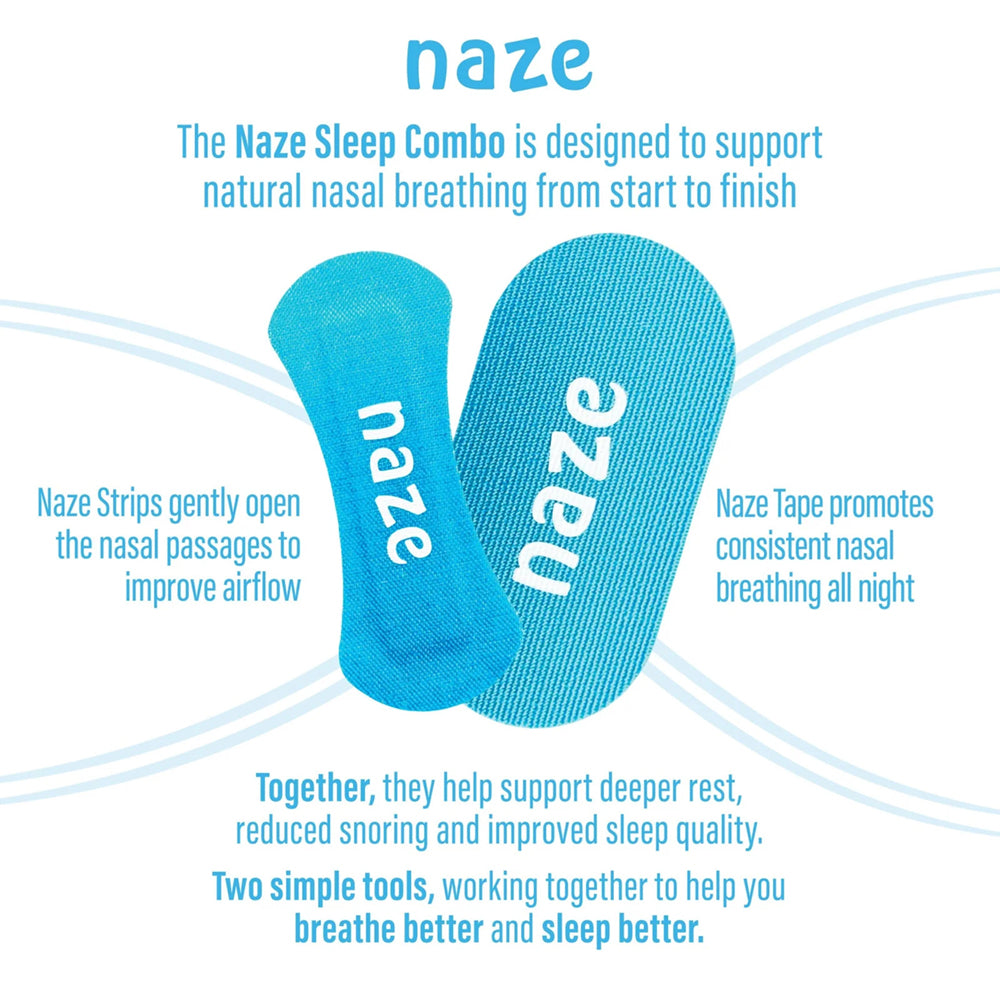 Naze sleep combo product with text explaining its benefits on a white background