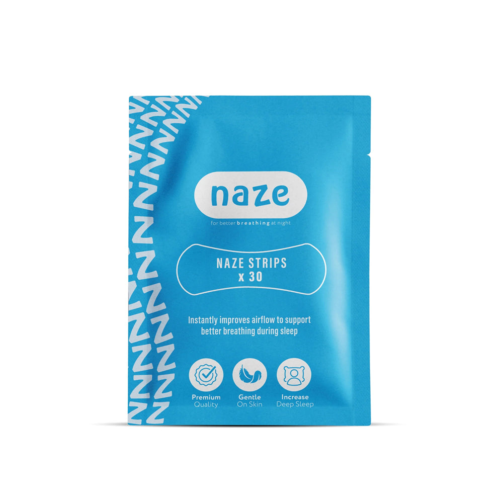 Blue package of naze strips with white text on a white background