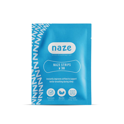 Blue package of naze strips with white text on a white background