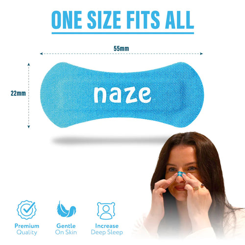 Naze nose strips one size fits all infographic.