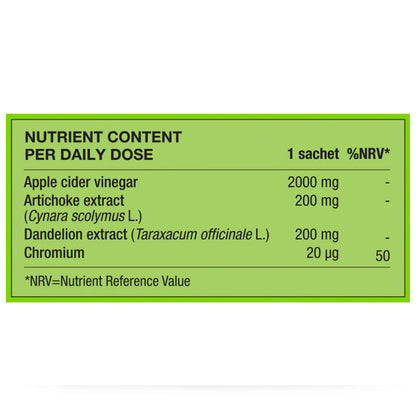 Nutrient content label for a New Nordic Apple Cider Shot