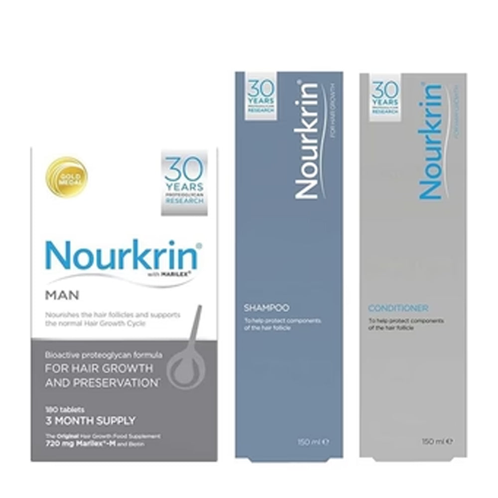 Nourkrin Men Hair Preservation Kit - 3 Month Supply with Shampoo &amp; Conditioner