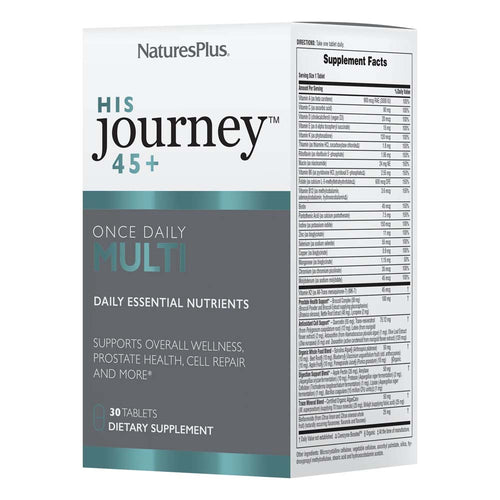 NaturesPlus His Journey 45+ Once Daily Multi dietary supplement box