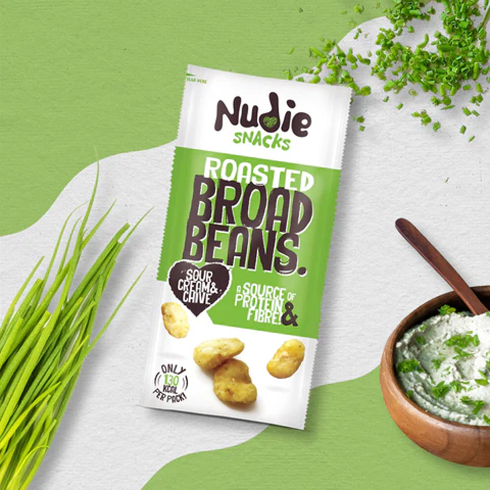 Nudie Snacks Roasted Broad Beans Sour Cream &amp; Chive